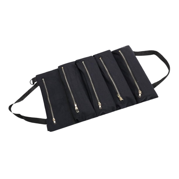 Bolsa de herramientas enrollable, organizador de llaves, bolsa de herramientas multifunción para acampar negro