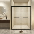 thumbnail image 2 of Leumius 56-60 in.W x 72 in.H Double Sliding Framed Shower Door,Clear Tempered Glass,Stainless Steel Frame,Matte Black Finish 02, 2 of 8