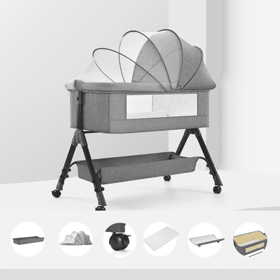 EaseBaby Baby Bassinet, Newborn Crib, Convenient Toddler Cradle with Changing Table for 0-24Months,Unisex,Gray