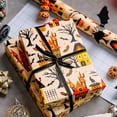 thumbnail image 3 of Halloween Wrapping Paper Roll - 17 Inch X 33 Feet - Metallic Foil Classic Orange Haunted House, Pumpkin and Bat Pattern Gift Wrap Paper Sheet for Halloween's Day, Holiday Decorations, Birthday, 3 of 14
