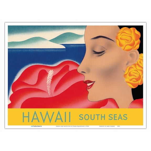 Hawaii and South Seas - Vintage Hawaiian Travel Poster by Frank Macintosh c.1950s - Master Art Print (Unframed) 9in x 12in
