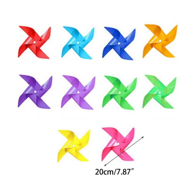 100pcs Colorful Pinwheels Plastic Windmill Toy with 30M Wire Rope