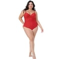 thumbnail image 3 of DARING DIVA Plus Size Bikini for Women 1 PC Ruched Padded Slimming Swimwear 3X Red, 3 of 5