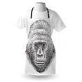 thumbnail image 4 of Gorilla Apron, Pattern of a Close up Wild Animal Portrait in Monochrome Style Fine Art, Unisex Kitchen Bib with Adjustable Neck for Cooking Gardening, Adult Size, Charcoal Grey White, by Ambesonne, 4 of 4