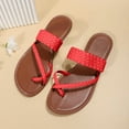 thumbnail image 3 of Dakaela Women's Strappy Flat Sandals Braided Summer Flip Flops Open Toe Casual Slides Footbed Slippers, 3 of 5