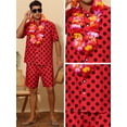 thumbnail image 4 of Unique Bargains Men's Polka Dots Hawaiian Short Sleeves Summer Shirts 2 Pieces Set S Red, 4 of 6