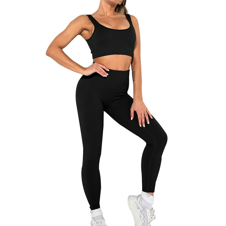 2pcs/1 Set Of Women Yoga Suits Workout Suits Sportswear-seamless Leggings  And Stretch Sports Bras
