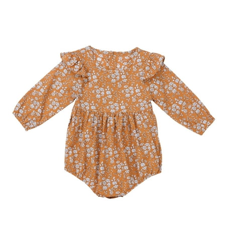 

Qiylii Kids Baby Girls Floral Romper Long Sleeve O-Neck Bodysuit Jumpsuit