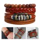 thumbnail image 4 of 4 pulseras de cuero de moda, pulsera trenzada, pulsera de cuentas, cuerda ajustable para la muñeca, 4 of 7