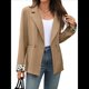 thumbnail image 2 of Blazer para Mujer, para Oficina, Otoño, Elegante, con Abertura Frontal, de Leopardo, para Negocios, Informal. Caqui S, 2 of 10
