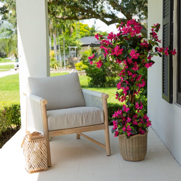 Nearly Natural UV-Resistant Artificial Spiral Bougainvillea Tree - 4" - Pink