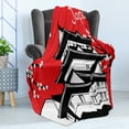 thumbnail image 4 of Japan Soft Flannel Fleece Throw Blanket, Cherry Blossom Tree and Traditional Roofed House with Hill, Cozy Plush for Indoor and Outdoor Use, 50" x 60", Vermilion Charcoal Grey, by Ambesonne, 4 of 5