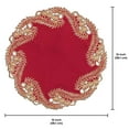 thumbnail image 7 of Gold Lace Burgundy Doilies Set of 4 - Round Placemats European Embroidery for Fall Autumn Thanksgiving Season Dining Table Home Decor Wedding - 15 inches - The Anyce Collection, 7 of 7