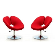 Manhattan Comfort Perch Fabric Adjustable Height Accent Chair in Red (Set of 2)
