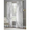 thumbnail image 4 of White Gray Sheer Curtains 96 Inches Long 2 Panels Abstract Art Marble Texture Modern Simple Light Filtering Semi Sheer Window Curtains Drapes for Bedroom Living Room 52"x96", 4 of 7