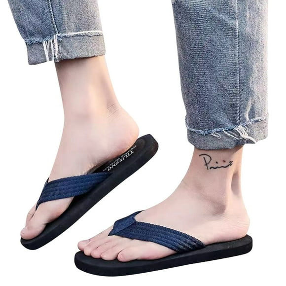 Leozcaa Sandales de Plage pour Hommes avec Soutien de Voûte Plantaire, Confortables pour l'Été et la Plage, Sandales à entre-Doigts, Coussin en Mousse, Pantoufles à Enfiler
