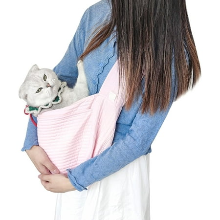 Hgudesign Pet Carrier Sling Bag  Dog Sling Carrier Hands Free Single Shoulder Outer Pocket Portable for Travel for Small s (Pink)