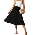 thumbnail image 2 of yillto Women's Summer Midi Skirt A Lined Flowy with Pockets Elastic High Waist Beach Vacation Skirts, 2 of 7