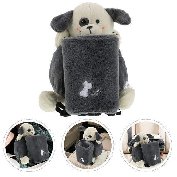 FRCOLOR Car Tissue Box Holder and Trash Bin Cute Animal Tissue Organizer Car Interior Armrest Storage and Decorative Tissue Box Holder