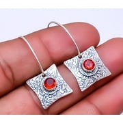 Red Garnet Designer Handmade 925 Silver Plated Earring 1.56" E_9347_130_21, Valentine's Day Gift, Birthday Gift, Beautiful Jewelry For Woman & Girls