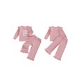 thumbnail image 2 of Cjfdfy Toddler Baby Girl Spring Fall Winter Outfit Baby Girls Little Miss Sassy Pants Clothes Waffled Letter Embroidered Ruffled Trim Long Sleeve Crewneck Sweatshirt and Long Pants 2 Pcs Set, 2 of 9