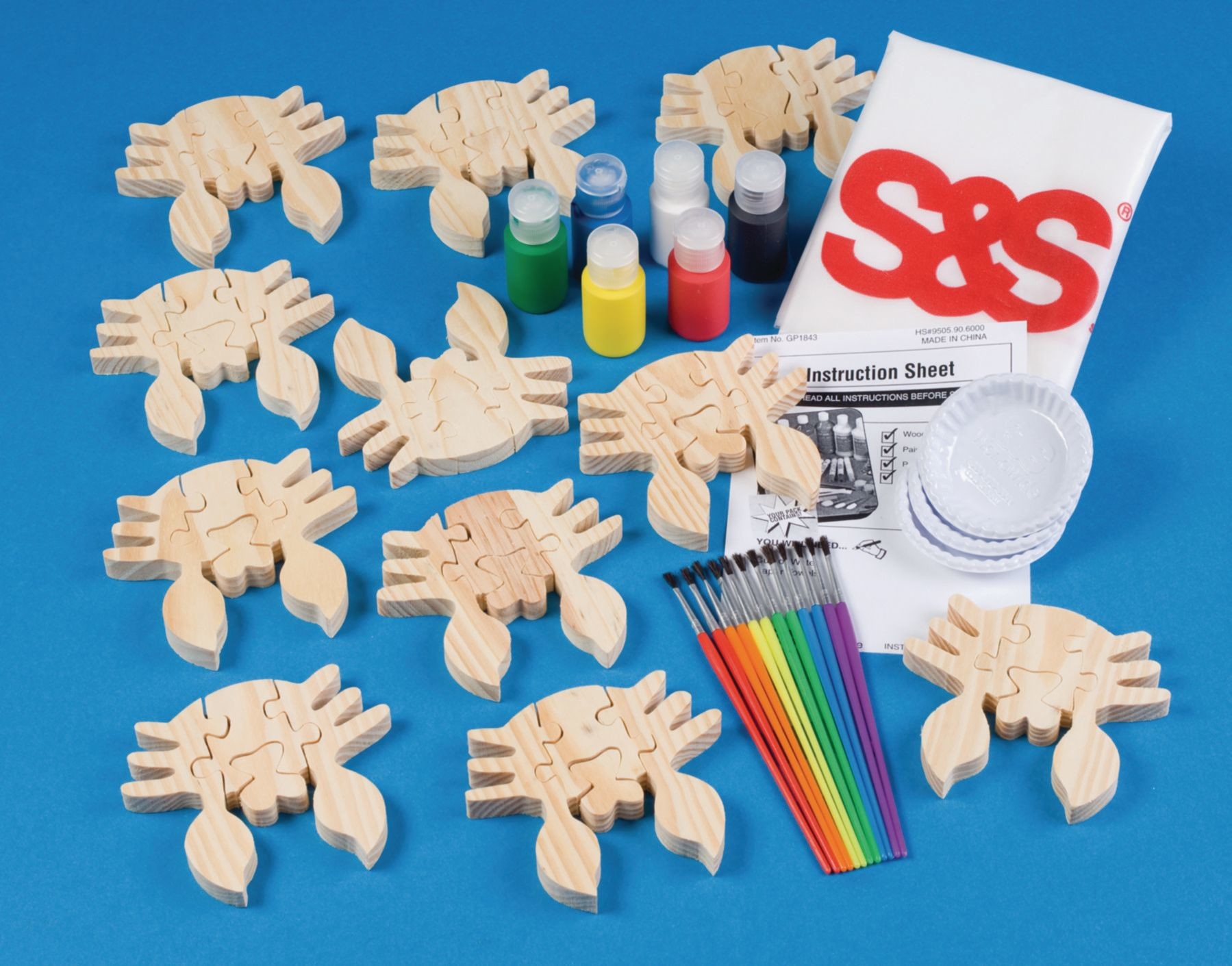 Wooden Crab Puzzle Craft Kit (Pack of 12)