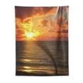thumbnail image 5 of ONETECH  Beach Tapestry, Dramatic Sunrise in Cancun Cloudscape Skyline Calm Ocean Coastal Picture, Wall Hanging for Bedroom Living Room Dorm Decor, Blue Grey Orange Yellow, 5 of 7