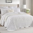 thumbnail image 2 of SahSahCasa 128"x120" Oversized King Bedspread 100% Cotton Extra Large Quilted Bedspread Set with Pillow Shams, Lightweight Embroidered Bedding Set, White, 2 of 7