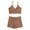 Brown, variant on WREESH Womens Tie Front Bikini Set Short Sleeve Two Piece Swimsuit High Waisted Bathing Suits with Shorts Fashion Casual Conservative Flat Angle Pleat Swimsuit Printing Bikini Brown