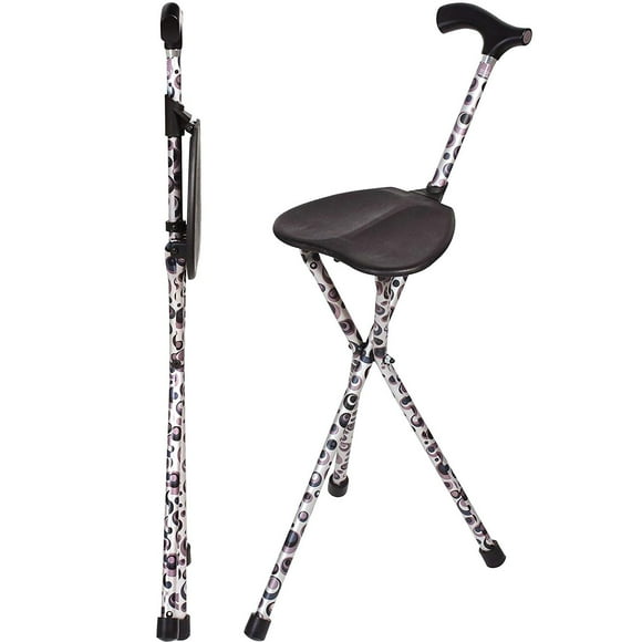 Bastón, bastón, silla de bastón, bastón cuádruple y bastón plegable con asiento de Switch Sticks de 34 pulgadas de alto, elegible para FSA HSA y soporta hasta 220 libras, Storm