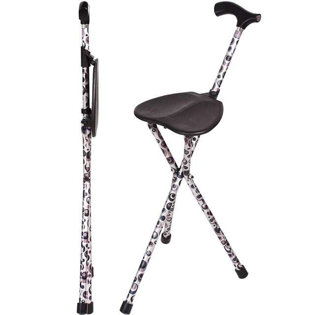 Bastón, bastón, silla de bastón, bastón cuádruple y bastón plegable con asiento de Switch Sticks de 34 pulgadas de alto, elegible para FSA HSA y soporta hasta 220 libras, Storm