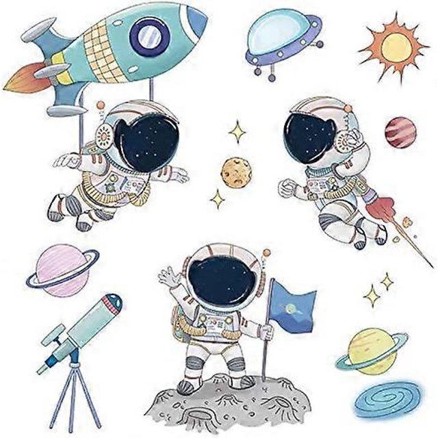 Calcomanías de pared de astronautas, pegatinas extraíbles de PVC del universo espacial para dormitorio, sala de estar, habitación infantil, guardería, ventana, puerta, armario, pasillo, etc.