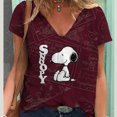 thumbnail image 3 of Camiseta de verano para mujer, bonita camiseta con estampado de Snoopy, camisetas casuales de manga corta en 3D, ropa urbana de moda con cuello en V, ropa femenina de gran tamaño, 3 of 5