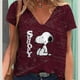 thumbnail image 3 of Camiseta de verano para mujer, bonita camiseta con estampado de Snoopy, camisetas casuales de manga corta en 3D, ropa urbana de moda con cuello en V, ropa femenina de gran tamaño, 3 of 5