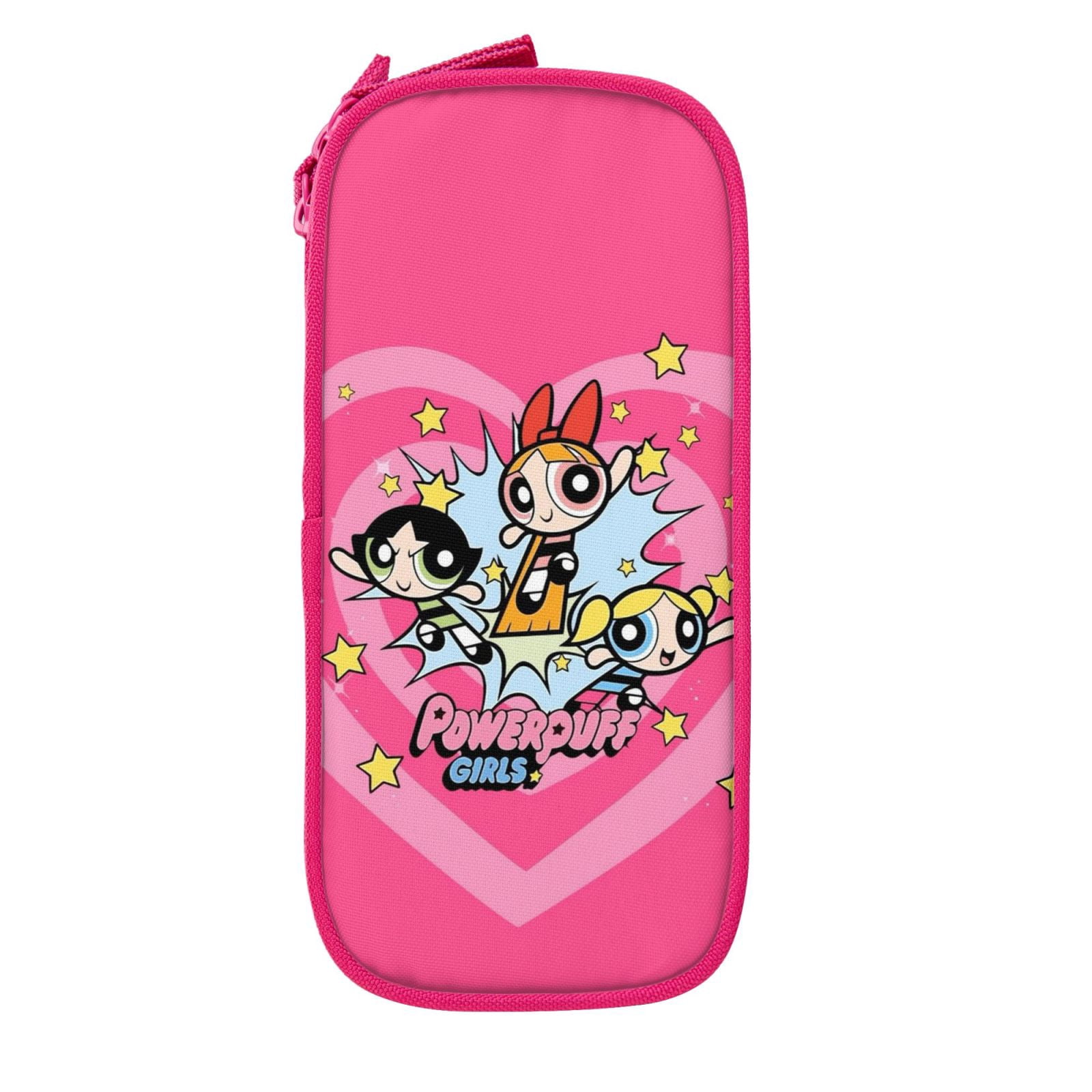 The Powerpuff Gi-rls Pencil Case Large Capacity Pencil Pouch Pen Bag Office Stationery Organizer Travel Makeup Bag Pink
