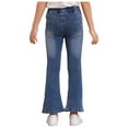 thumbnail image 5 of iiniim Kids Girls Summer Casual Flared Jeans Vintage Wide Leg Denim Trousers Bell-Bottom Denim Pants Blue 140, 5 of 7