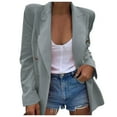 thumbnail image 1 of Ladies Work Suit Button Down Pockets Jacket Single Breasted Outwear Solid Color Blazer V Neck Cardigan Comfy Loose Blouse, 1 of 5