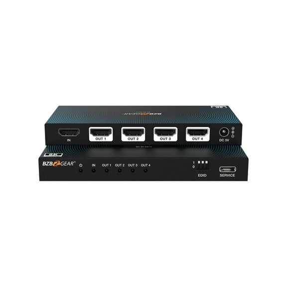 BZBGEAR 1x4 8K UHD HDMI 2.1 Splitter with Auto Downscaling (8K60/4K120 and VRR/ALLM/QMS/QFT/SBTM Support)