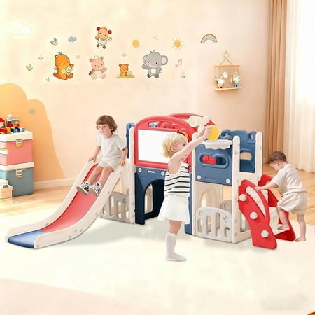 11-in-1 Toddler Playset with Slide - Indoor and Outdoor Activity Gym for Kids Ages 2 and Up Safe & Durable Design with Smooth Finish for Home or Backyard Play
