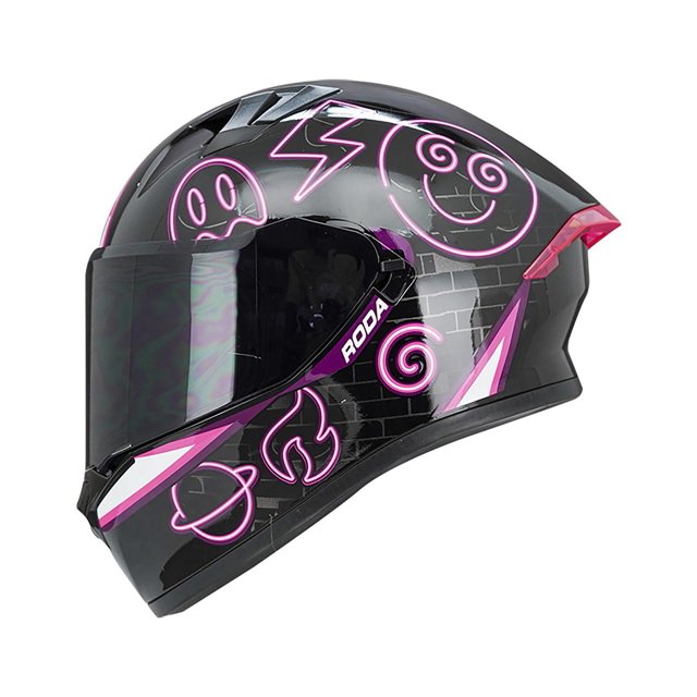 Casco Roda Course Negro Rosa Neon Mica Humo Cerrado Svs rosa XL