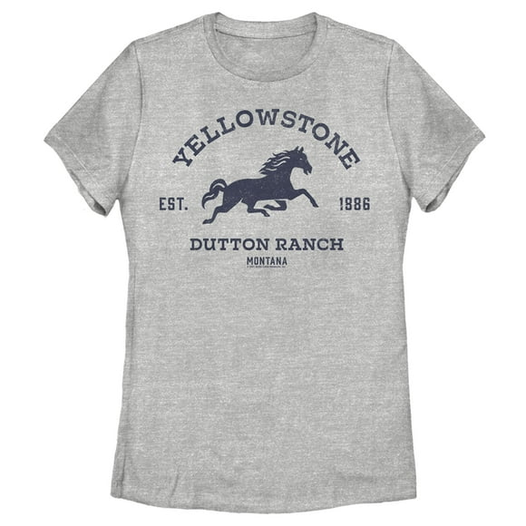 Women's Yellowstone Blue Horse Dutton Ranch Montana Est. 1886  T-Shirt - Athletic Heather - X Large