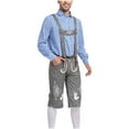 thumbnail image 2 of VBTAPA Beer Festival Costume for Men 2 Piece Set Regular Fit Long Sleeve Plaid Shirt and Overalls Shorts Performance Suit Oktoberfest Dress Up Outfirts Blue XL, 2 of 4