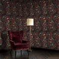 thumbnail image 2 of Peel and Stick Wallpaper Baroque Vintage Floral Key Design Gold Accents Burgundy Wall Mural 17.7in x 9.8ft Self Adhesive Removable Wall Paper Renter Friendly Wallpaper for Nursery Bedroom Cabinets, 2 of 8
