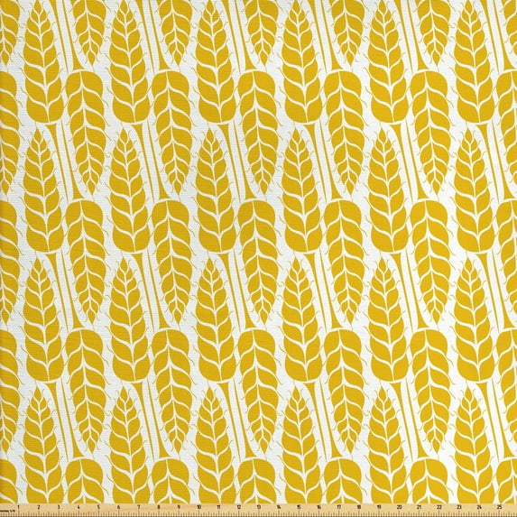 Abstract Upholstery Fabric by the Yard, Interpretation of Countryside Whole Grains Retro Inspired Pattern, Decorative Fabric for DIY and Home Accents, Earth Yellow and Off White by Ambesonne