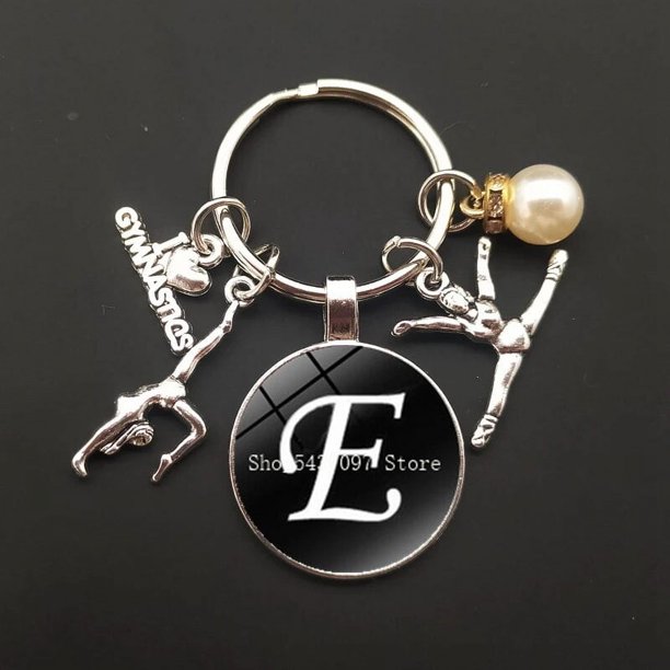 Llavero deportivo con letras de cristal, llavero de gimnasia, colgante de bolsa de coche, regalo para mejor amigo, amo la gimnasia