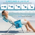 thumbnail image 4 of Pirecart Tall Beach Chair for Adults, 5-Position Adjustment Portable Beach Chair with Cup Holders, Yellow, Blue and Green Stripes, 4 of 11