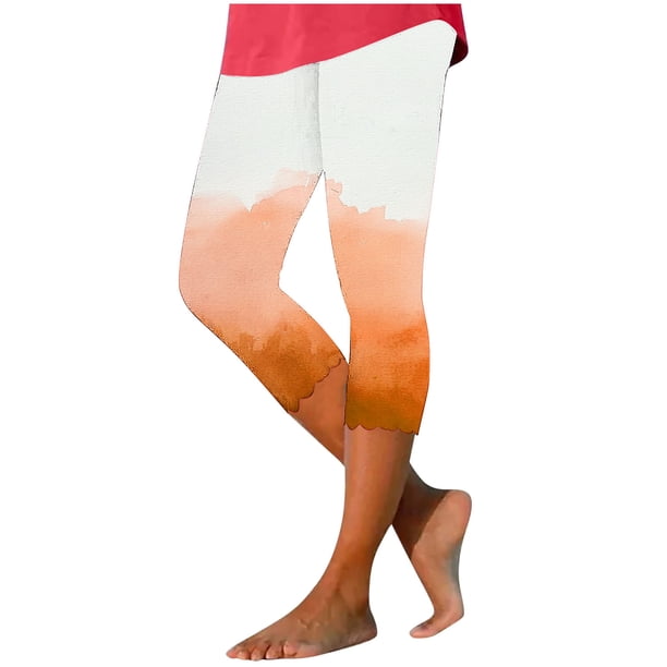 Pantalones de Yoga para Mujer, Cintura Elástica Impresa Capris para Uso Casual, Poliéster Cómodo Y Elástico