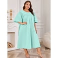 thumbnail image 3 of FEREMO 100% Cotton Nightgowns for Plus Size Women Pleated Soft Sleepwear with Pockets, 3 of 6