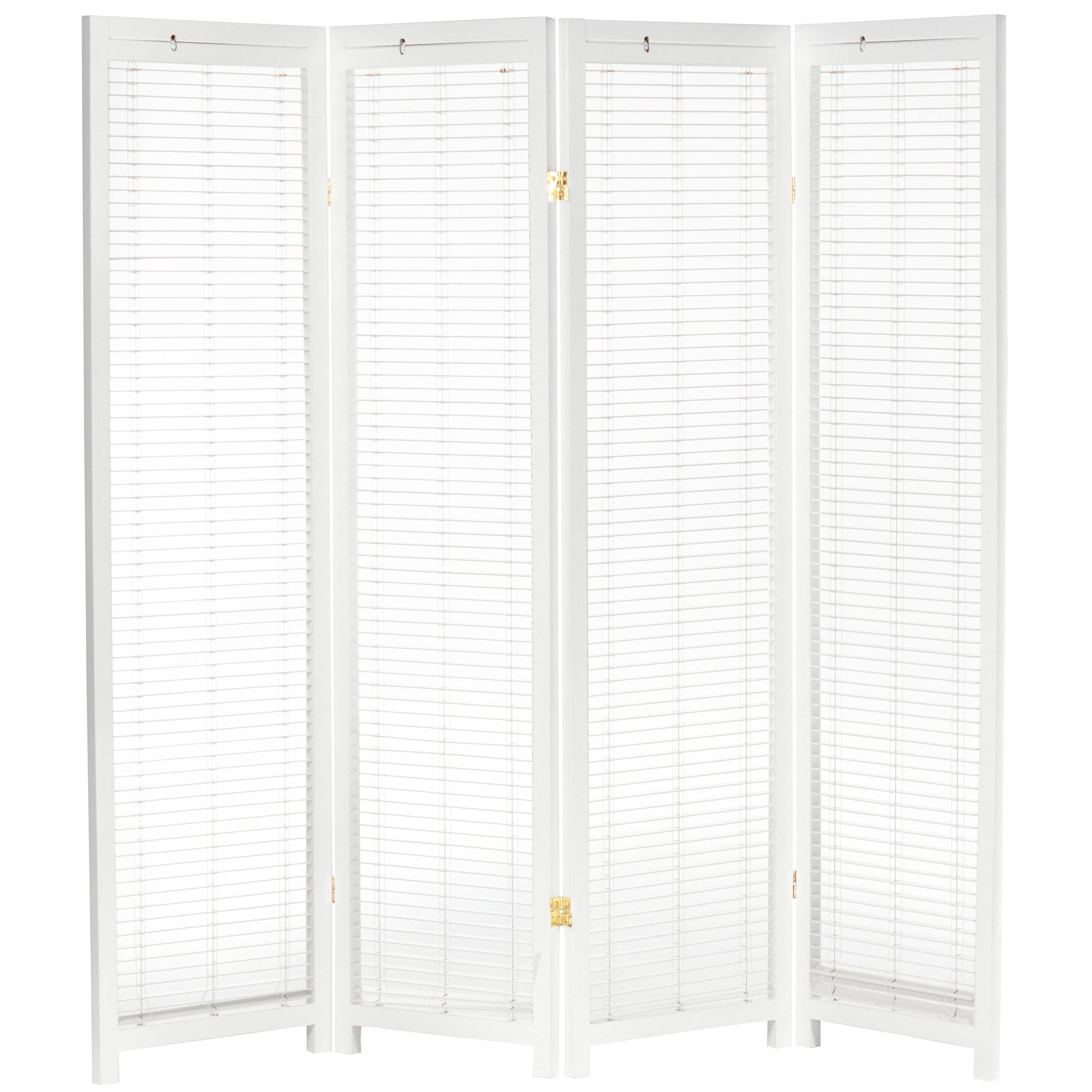 Red Lantern 6 ft. Tall White Shutter Room Divider - 4 Panel Freestanding