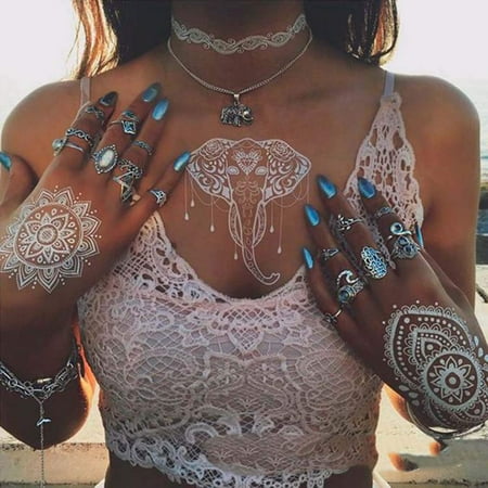 FanShow 6 Sheets White Temporary Tattoo Bohemia Body Stickers for Women (Style 1) | Walmart Canada FanShow 6 Sheets White Temporary Tattoo Bohemia Body Stickers for Women (Style 1) | Walmart Canada